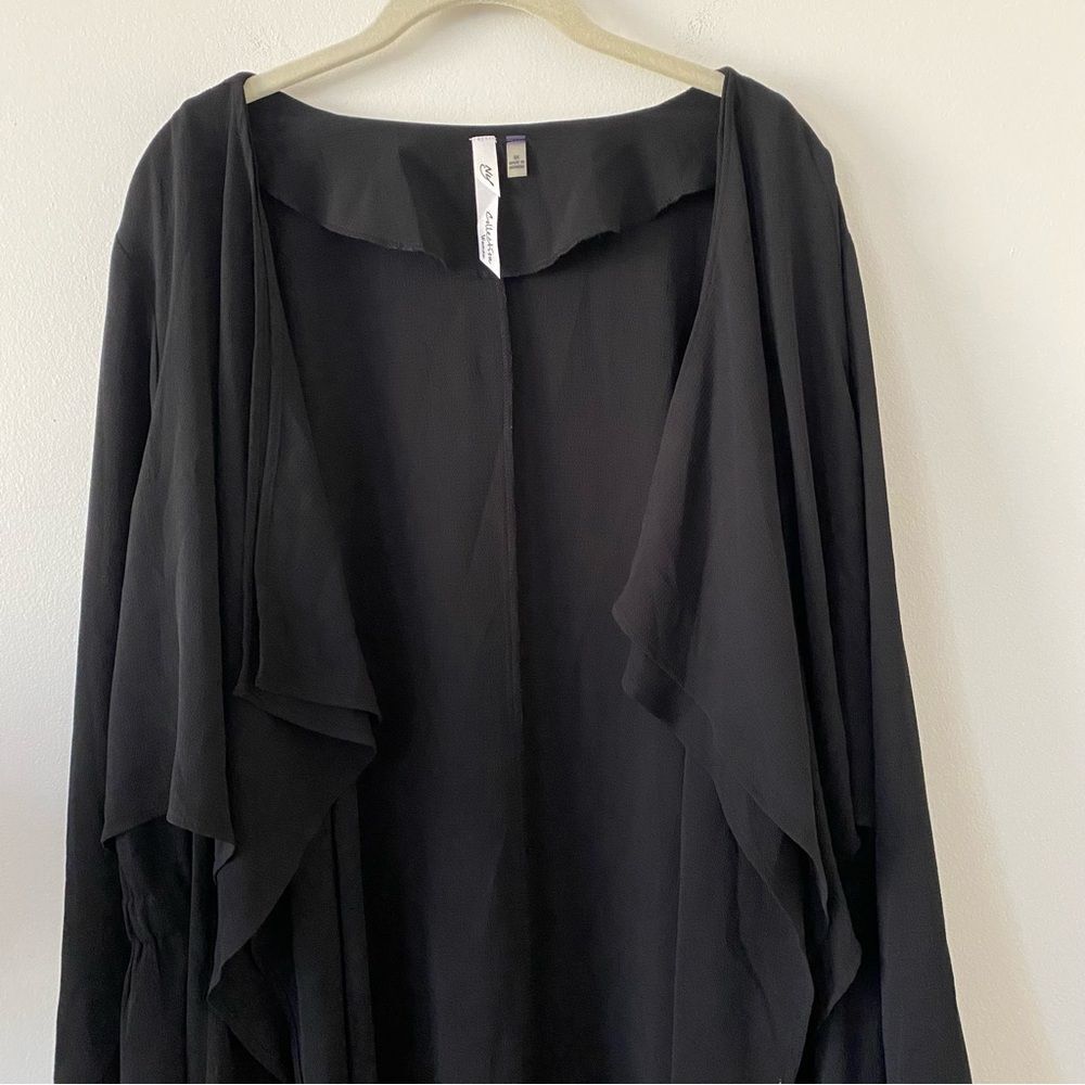 NY Collection Lightweight Poly Spandex Cardigan Style Jacket Black Size 3x - Picture 1 of 8